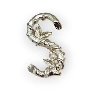 Sarah Coventry Vine Brooch Silver Script “S” Initial Vintage Monogram Botanical
